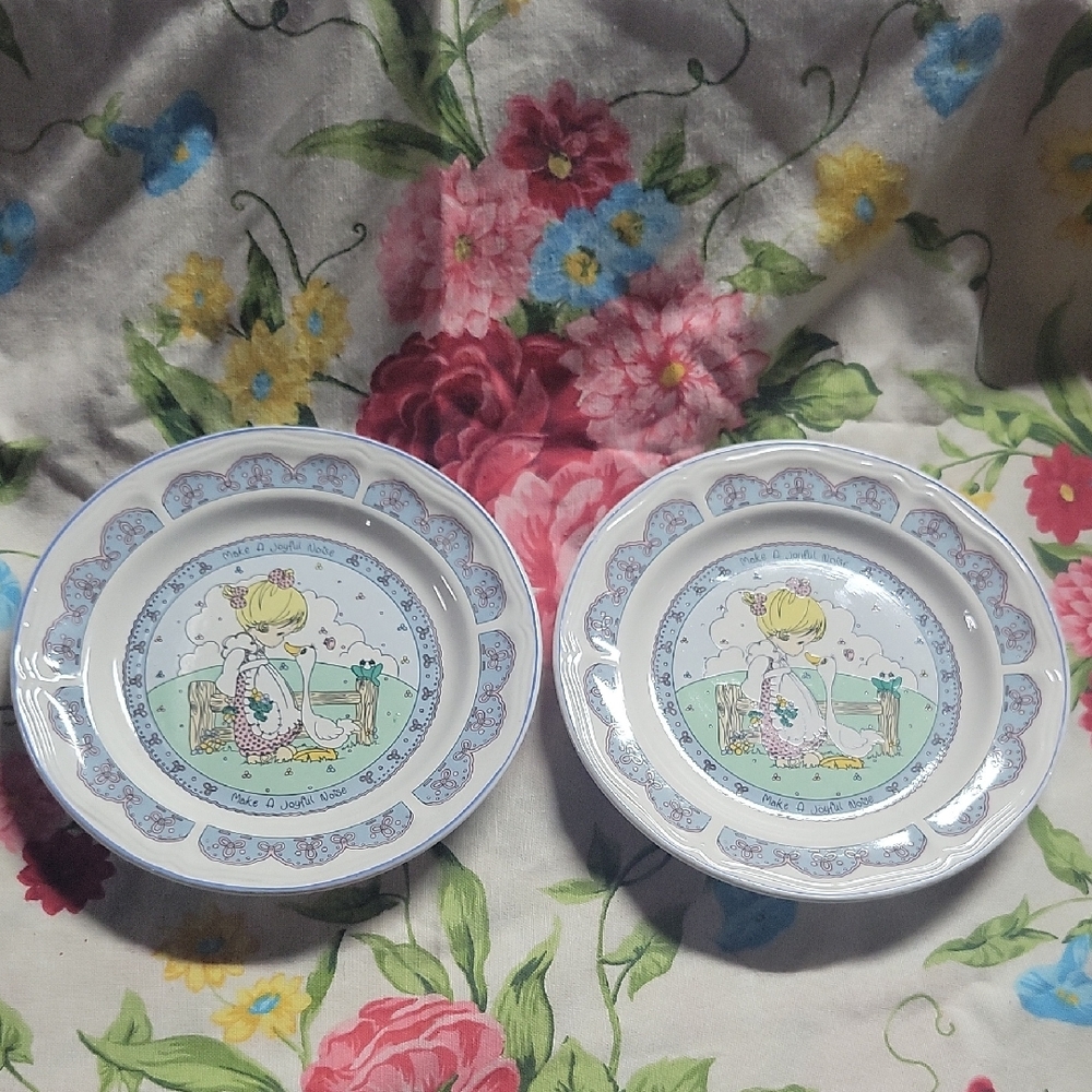 Precious Moments Floral Plate with Pastel Accents 1992 Make A Joyful Noise